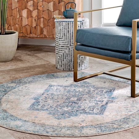 Nuloom Harriet Vintage Medallion Fringe Area Rug 5ft KHMC04C-R505